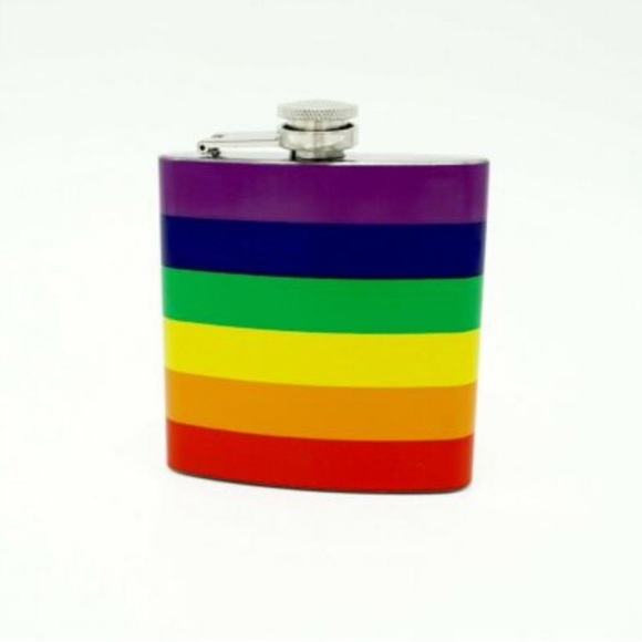 Alcohol Flask Rainbow Stripe Pocket Flask 6 Ounce Metal LGBTQ Pride Flag Drink - Picture 5 of 5